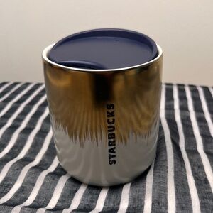 Starbucks travel mug with lid Ceramic gold and white